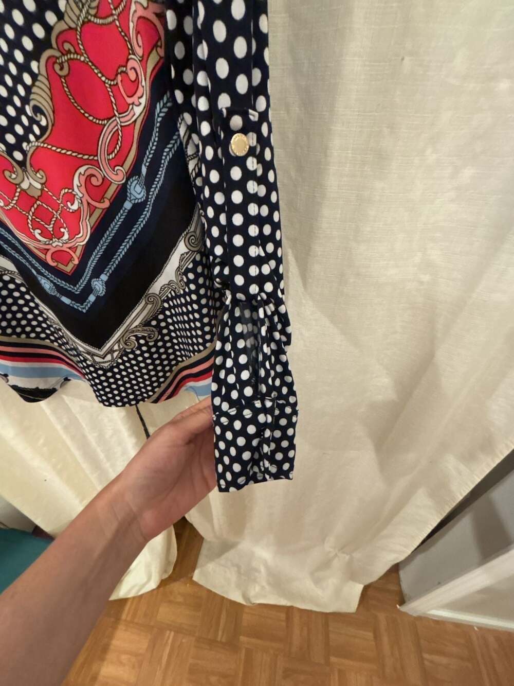 Dana Buchman Nautical Print V-Neck Blouse Size XL - Picture 5 of 6